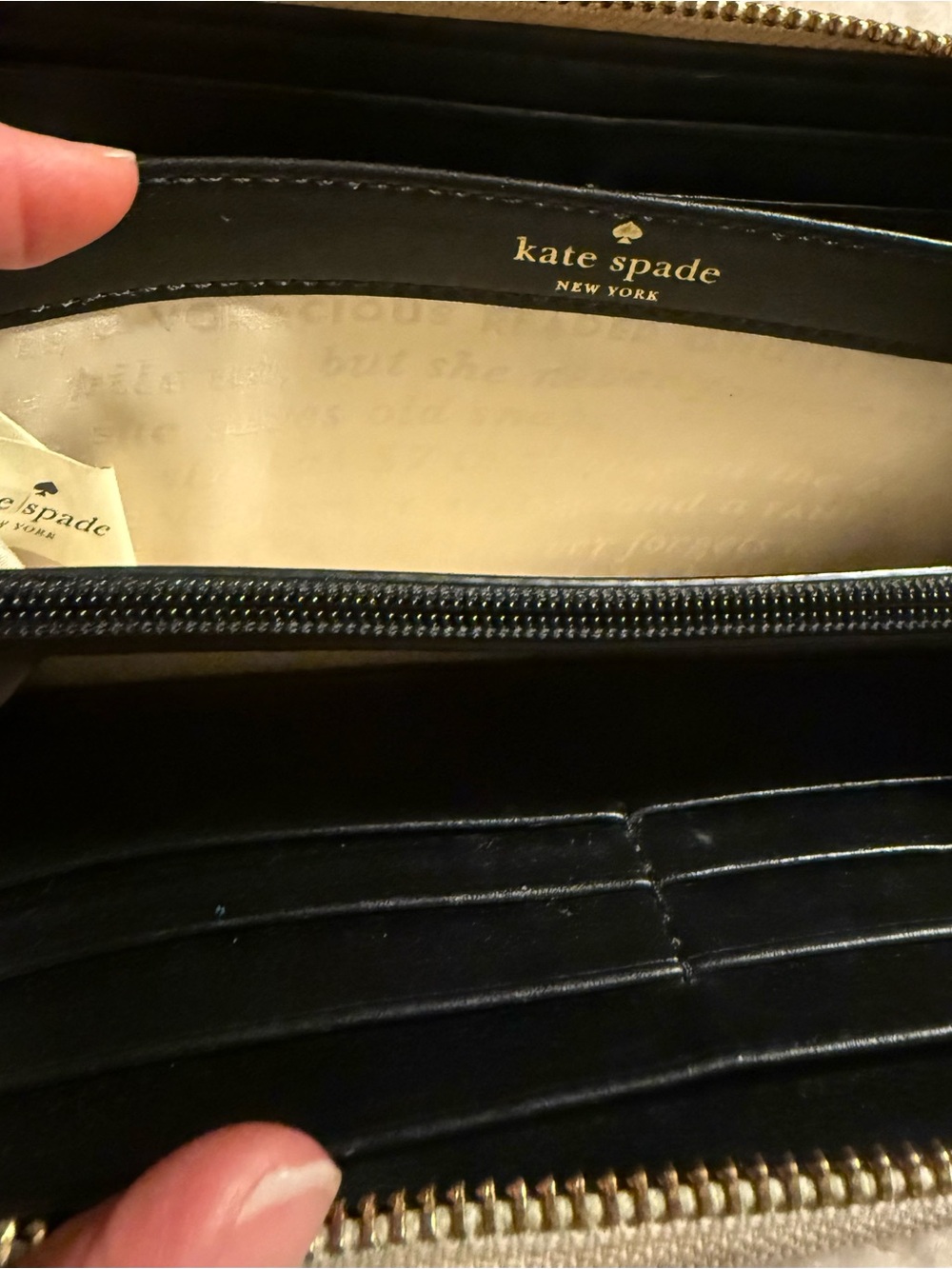 kate spade Black and Cream Striped Wallet with Gold Spade Accent - Picture 6 of 6